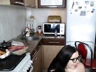 Nerdy Russian Teenage Gets Drilled Doggystyle In The Kitchen
