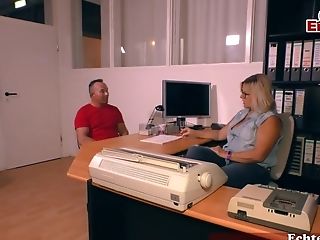 German Matures Blonde Assistant Fuck In Office With Saggy Tits